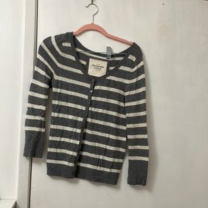 Abercrombie & Fitch Grey and White Stripped Cardigan